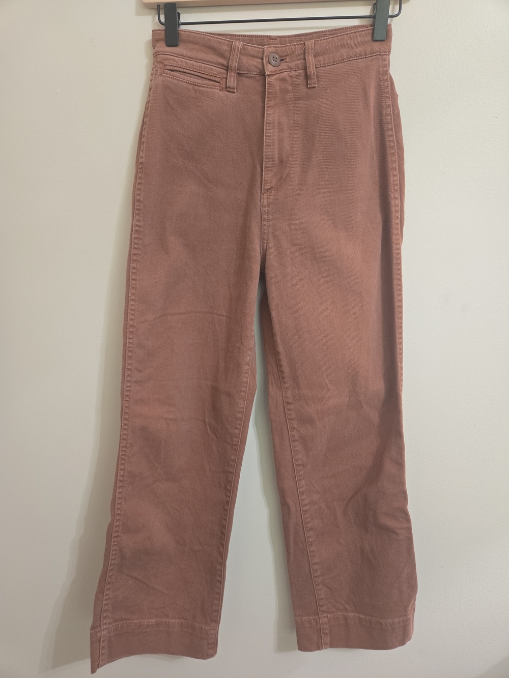 Quince Organic Stretch Cotton Twill Pants Women's Size 24 Rust Wide Leg Crop EUC
